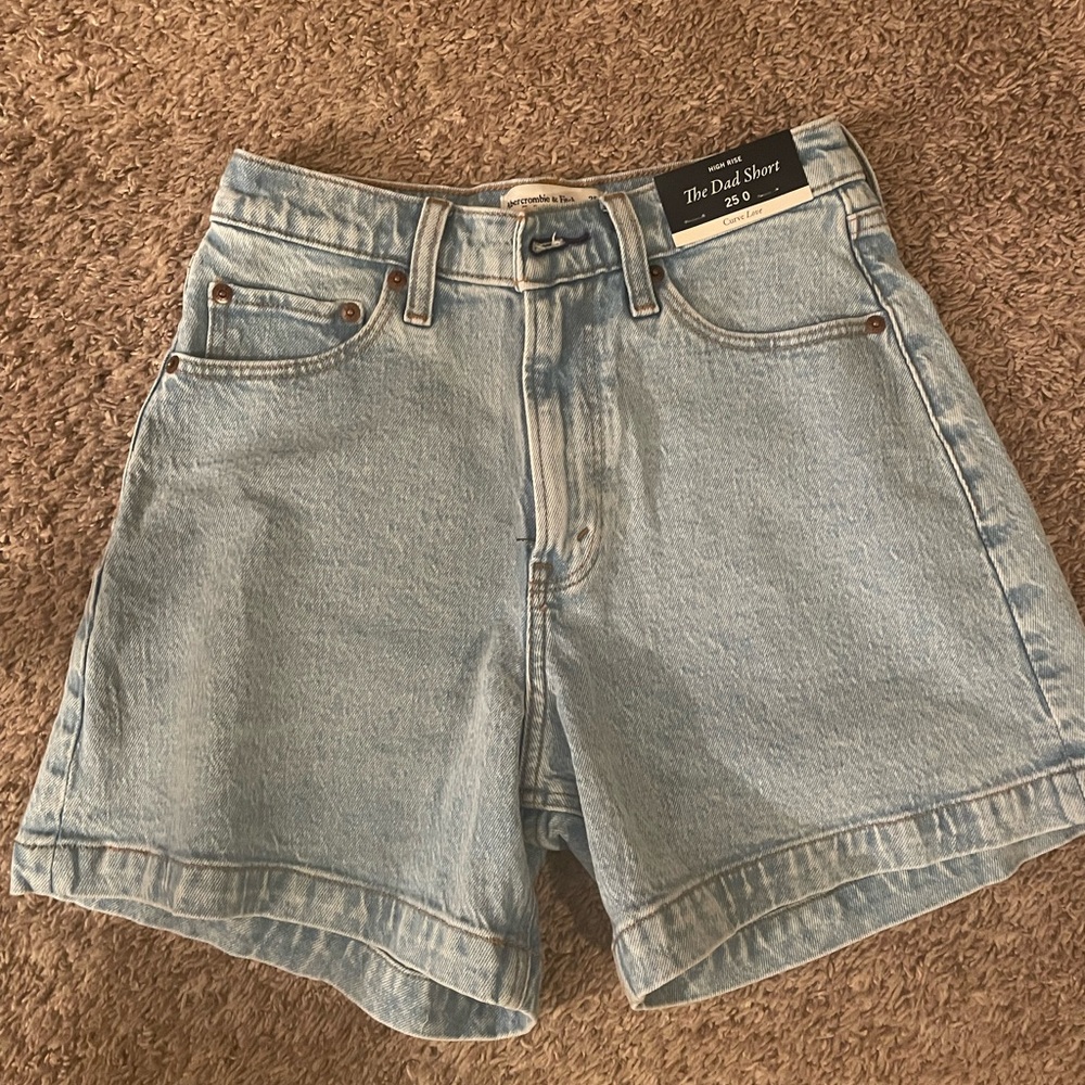 Abercrombie & Fitch Blue Jean Shorts High-Waisted Casual
